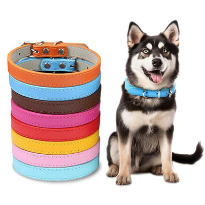 Buy Brown Yellow Purple Pink Leather Dog Collar Personalized Leather Breakaway Cat Collar online manufacture