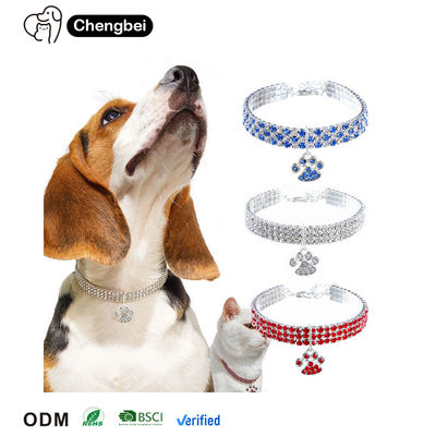 Buy Rhinestone Cat Diamond Collar Blue Red Diamond Collar Necklace For Dogs online manufacture
