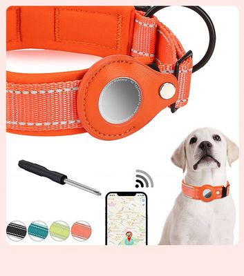 Buy Orange Blue GPS Air Tag Dog Collar Nylon Cat Collars Adjustable Custom Logo online manufacture