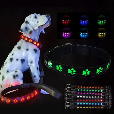 Buy Pet Supplies LED Dog Collar with Custom Logo USB Rechargeable Flashing Modes Slow Flash online manufacture
