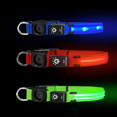 Buy LED Dog Collar Waterproof Medium Large Dogs AirTag Holder Flash Light Up Customized Logo Design online manufacture