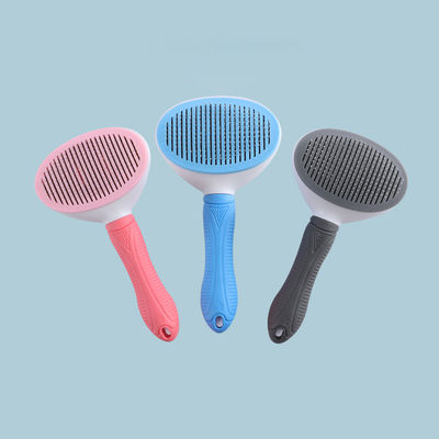 Buy Pet Hair Remover Comb Gray Dog Grooming Brush Self Cleaning Slicker Portable Custom Logo online manufacture