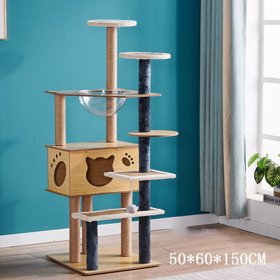 Buy Cat ToysCustom Sizes Wooden Cat Tree with Scratcher Houses and Playing online manufacture