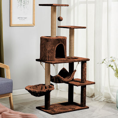 buy Multi-level Platform Wooden Cat Scratching Tree With Hammock Sustainable SISAL and Eco-friendly online manufacture