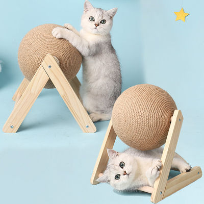 buy Wooden Cat Scratching Ball Toy Sisal Rope Ball Board Crushing Foot Toy for Cats and Pet Furniture Supplies online manufacture