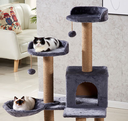 Buy Wood Cat House Scratcher Black Cat Scratching Pole Tower Customized online manufacture
