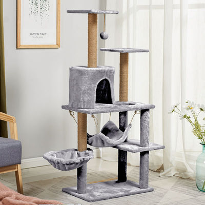buy 38*55*130cm Sustainable Multilayer Tower for Large Cats Extra Large 49 Inches Big Cat Activity Black Climbing Tree House online manufacture