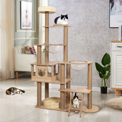 Buy Cat Active Play Toy Multi-Level Tall House Cat Activity Tree with Sisal Scratching Posts Wood Activity Cat Playhouse online manufacture