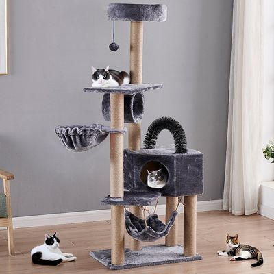 Buy Wooden Large Scratcher Houses Tower Cats Tree Made of Sisal Fabric and Wood Board for Custom Sizes online manufacture