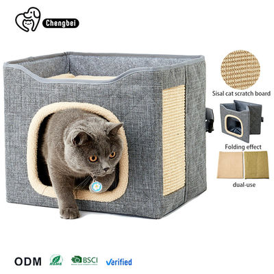 buy Double Layer Cat Cube Nest Pet Warm Sleeping Beds Folding Cat House Dogs Cats Small Animals online manufacture