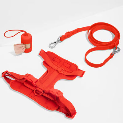 Neoprene Leash Collar Combo Adjustable Soft PVC Red Collar And Leash