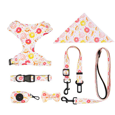 Custom Logo Designer's Top Pick Personalized Dog Harness Set with Bowknot Decoration Bandana and Adjustable Collar Leash