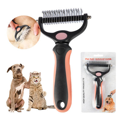 TPR Dog Hair Remover Brush Portable Double Side Shedding Comb For Dogs