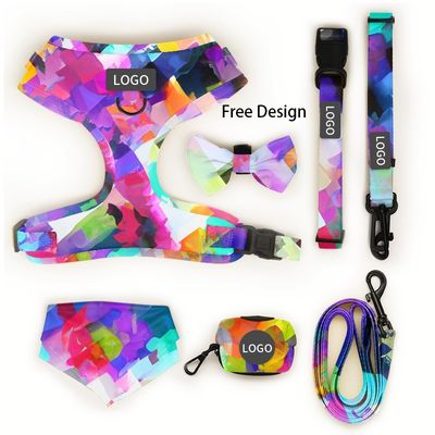 Neoprene Dog Harness And Leash Set Personalized Designer Custom Pattern No Pull Soft Pet Harness For Small To Medium Dogs
