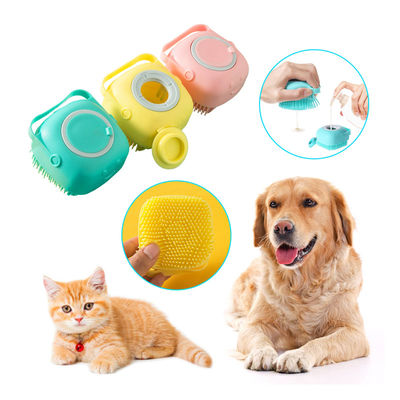 Blue Pink Shampoo Dispensing Brush Silicone Dog Bath Brush Custom