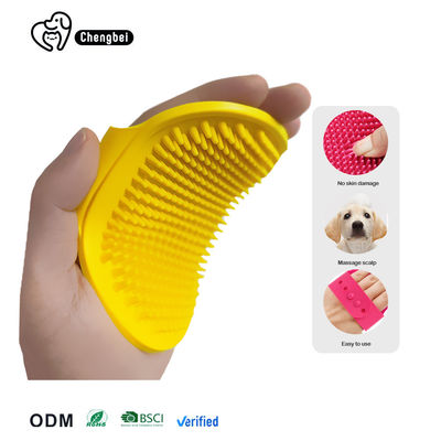 Portable Yellow Puppy Bath Brush TPR Bath And Brush Dog Grooming
