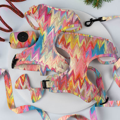 Neoprene Custom Color Dog Harness Sets with Luxury Designers Metal Buckle Leash and Collar