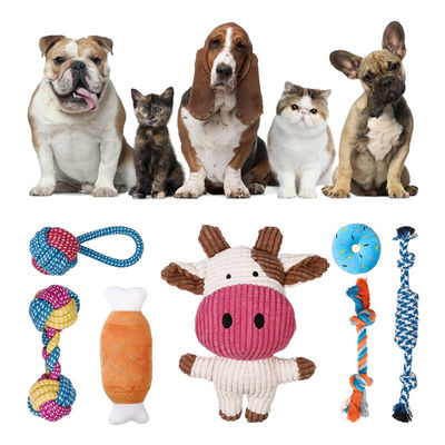 Cat Sound Plush Toy Set Silicone Rope Interactive Plush Dog Toys