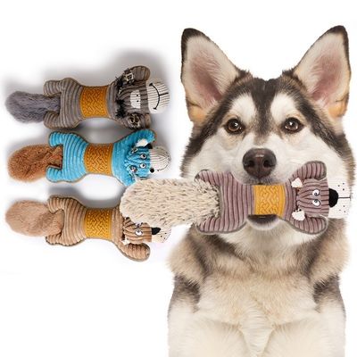 Brown Indestructible Plush Dog Toy For Aggressive Chewers Over 7-15 Years