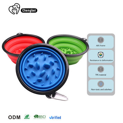 Pet Cat Slow Feeder Silicone Portable Foldable Collapsible Dog Bowl Outdoor Activities