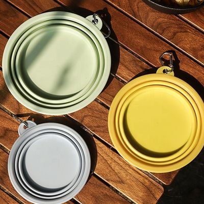 Foldable Travel Pet Water Feeding Bowl Feeder Type Cups Pails Macaron Color Silicone Dog